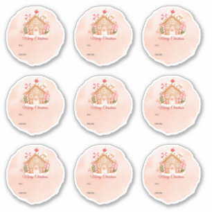 Étiquette cadeau maison en pain d'épices rose pers