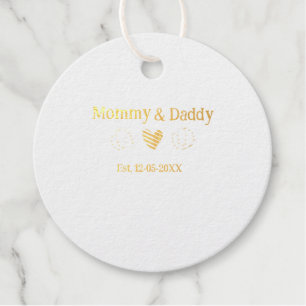 Étiquette-cadeau Maman & Papa nouveaux parents ajouter nom date coe
