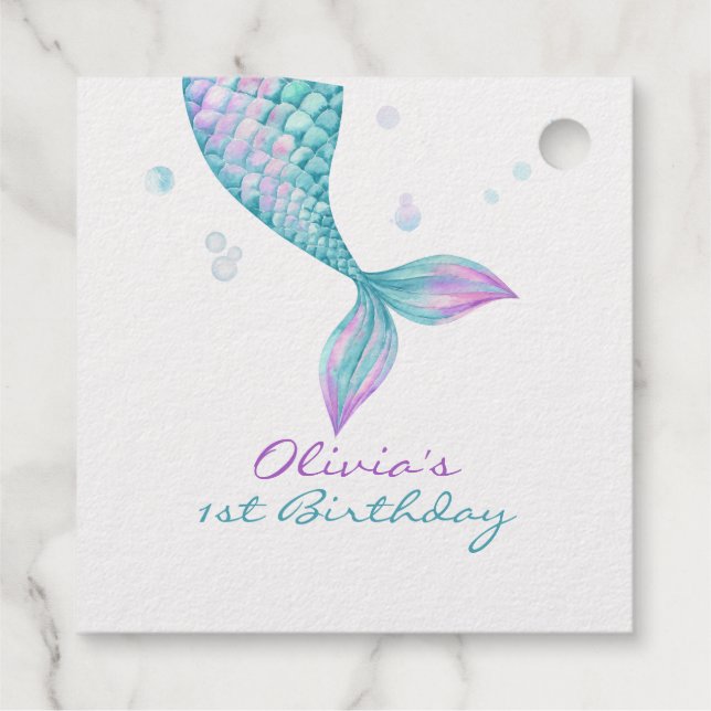 Étiquette-cadeau Marée de sirènes sous la mer Anniversaire (Dos)