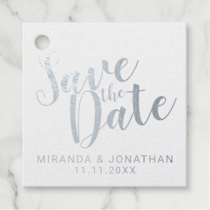 Étiquette-cadeau Mariage à l'huile d'argent Enregistrer la date