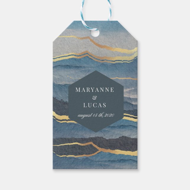 étiquette cadeau mariage aquarelle or paysage (Devant)