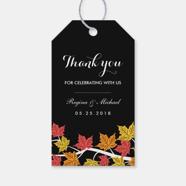 Étiquette cadeau Mariage Brown Feuille d'érable (Devant)