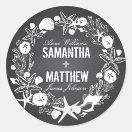 Étiquette cadeau Mariage Chalkboard Seashells