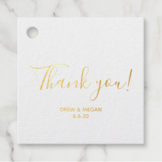 Étiquette-cadeau Mariage de calligraphie Gold Foil avec date