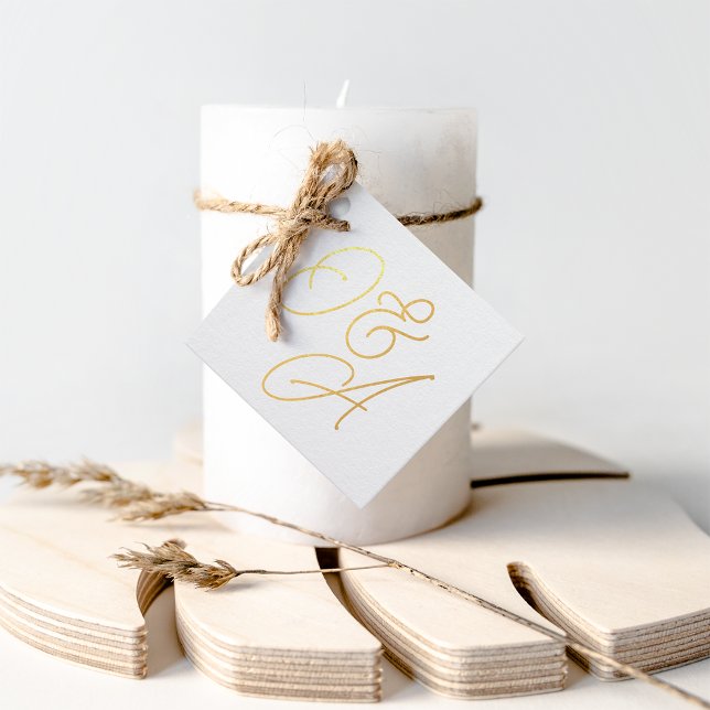 Étiquette-cadeau Mariage de monogramme de script surdimensionné (Créateur téléchargé)