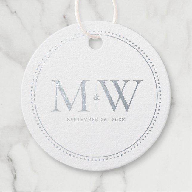 Étiquette-cadeau Mariage de monogramme d'Elegant Couple (Devant)