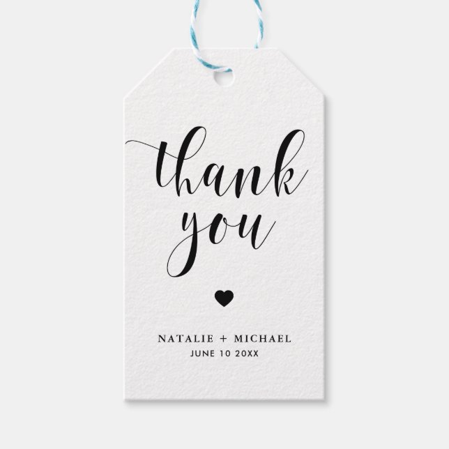 Étiquette cadeau Mariage de script en gras noir (Devant)