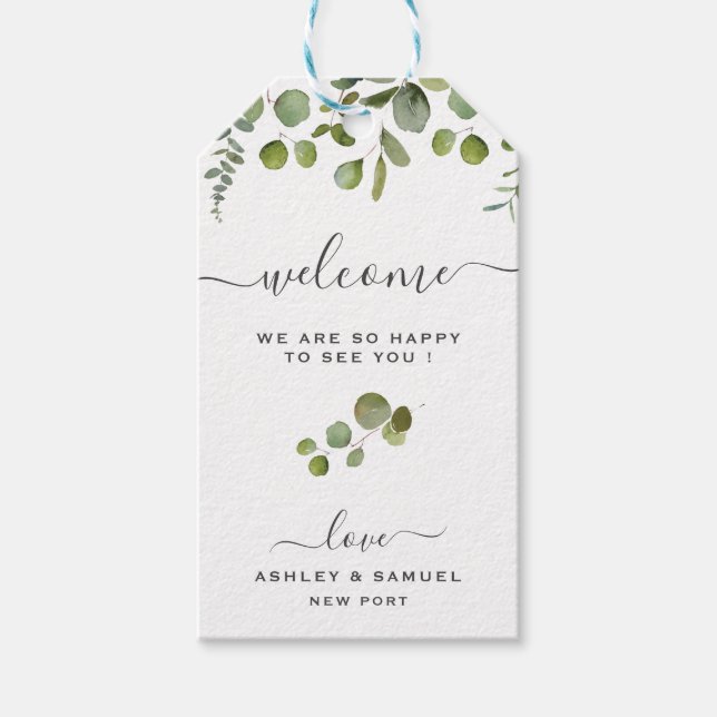 Étiquette cadeau Mariage Eucalyptus de bienvenue S (Devant)