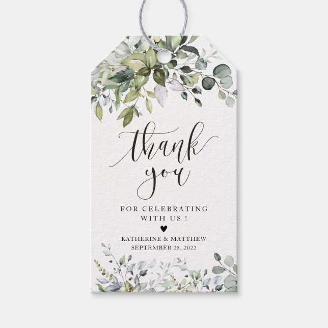 Étiquette cadeau Mariage Feuille Eucalyptus (Devant)