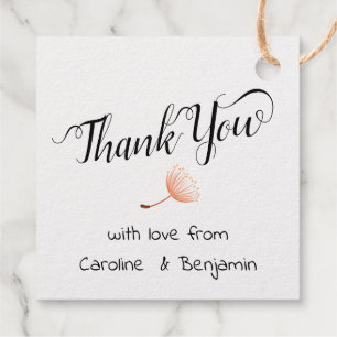 Étiquette-cadeau Mariage Merci Aimer Coeur Fleur Whimsical