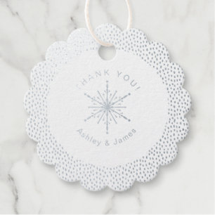 Étiquette-cadeau Mariage Motif des points de flocon de neige Silver