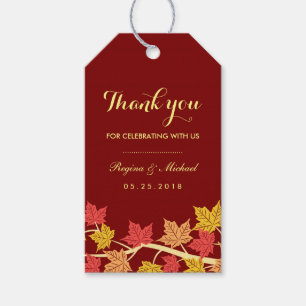 Étiquette cadeau Mariage rouge Feuille d'automne