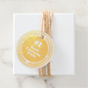 Étiquette-cadeau Médaille d'or réaliste 3D personnalisable et modif