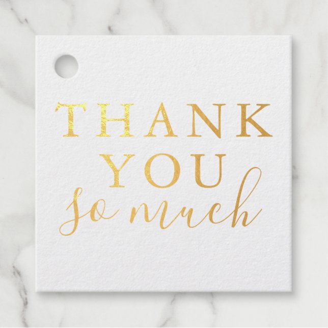 Étiquette-cadeau Merci beaucoup d'or véritable feuille (Devant)