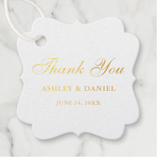 Étiquette-cadeau Merci de mariage élégant Gold Foil Retour photo