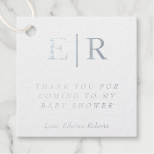 Étiquette-cadeau Merci Élégant Monogramme Baby shower à huile d'arg