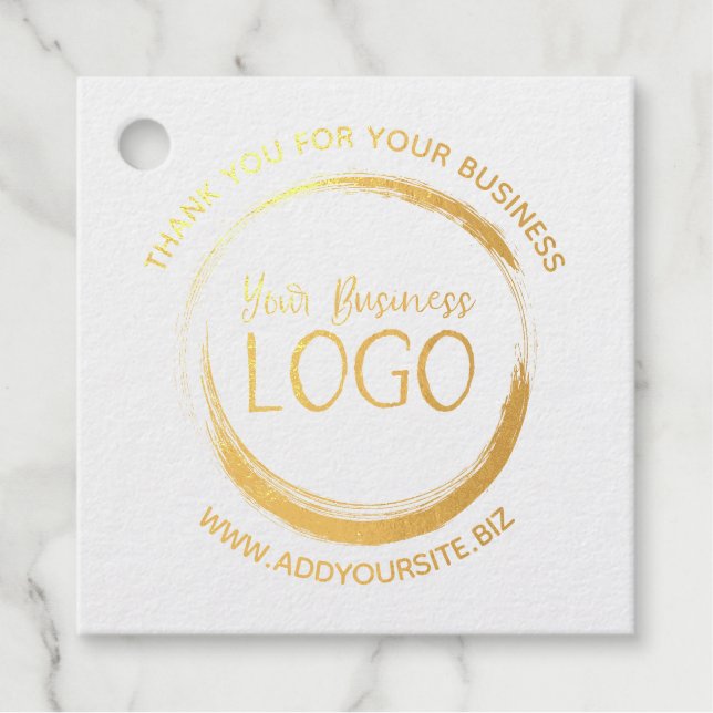 Étiquette-cadeau Merci Gold Logo pour votre entreprise (Devant)