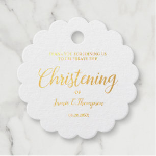 Étiquette-cadeau Métallurgique Christening Baby Merci cadeau