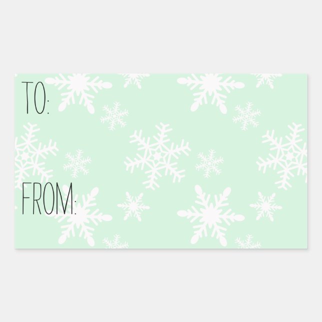 Étiquette cadeau Mint White Snowflakes (Devant)