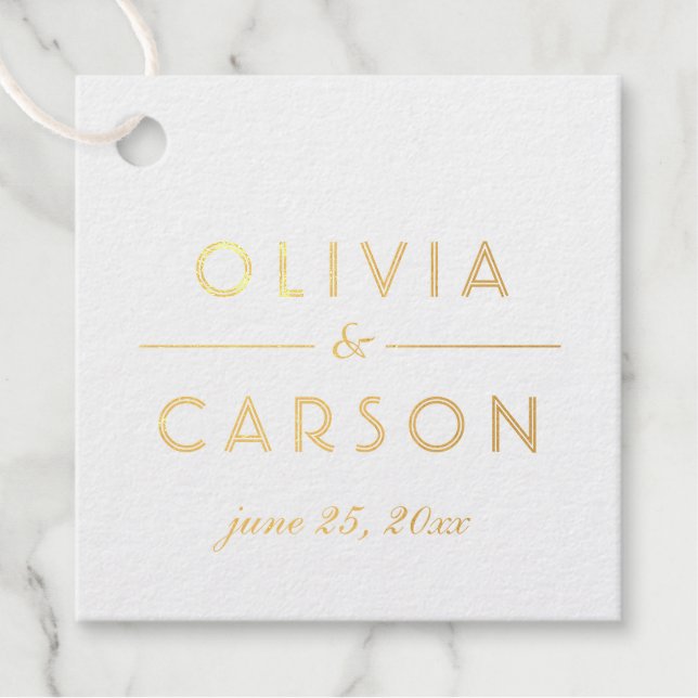 Étiquette-cadeau Monogramme de Mariage minimal chic (Devant)