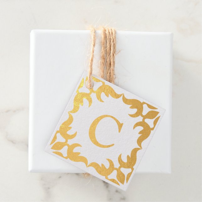 Étiquette-cadeau Monogramme encadré en fibre (Avec boite)