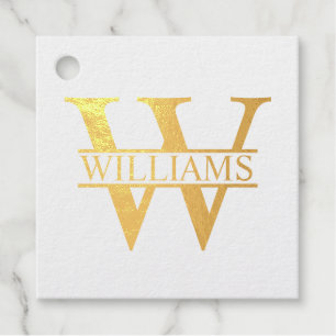 Étiquette-cadeau Monogramme et nom personnalisés Gold Foil