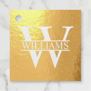 Étiquette-cadeau Monogramme et nom personnalisés Gold Foil