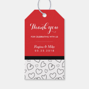Étiquette Cadeau Motif Heart Love Doodles Wedding 