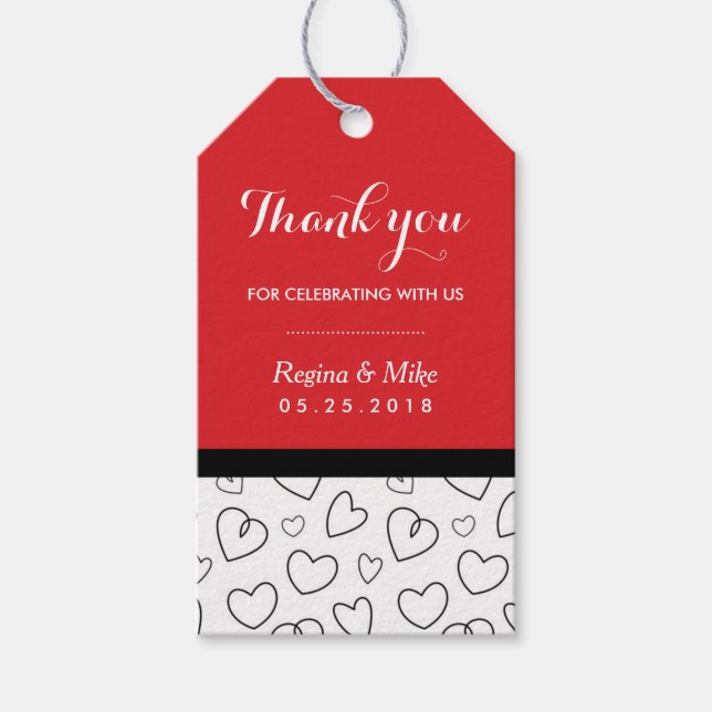 Étiquette Cadeau Motif Heart Love Doodles Wedding  (Devant)