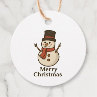 Étiquette cadeau Noël Bonhomme de neige rond - Ava