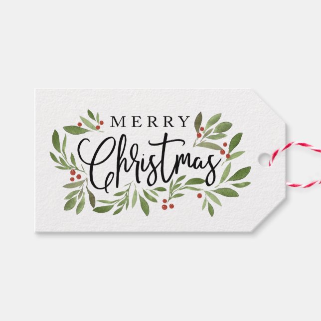 étiquette cadeau Noël Holly (Devant (Horizontal))