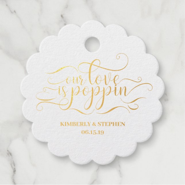 Étiquette-cadeau Notre Amour Est Poppin Mariage (Devant)