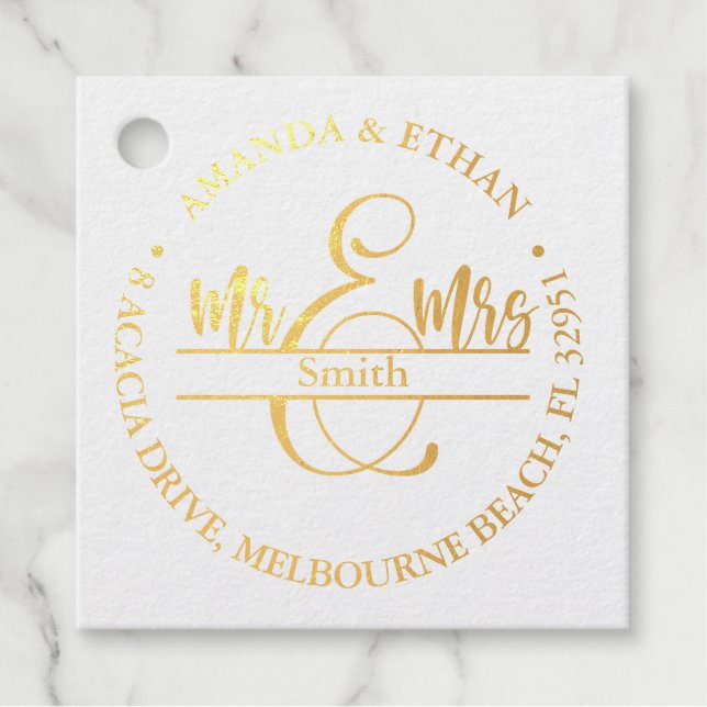 Étiquette-cadeau Nouvelle adresse pour le mariage (Devant)