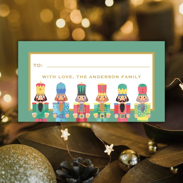 ÉTIQUETTE CADEAU NUTCRACKER DE NOËL DE COULEUR D'EAU (Créateur téléchargé)