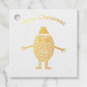 Étiquette-cadeau Oeuf de Noël amusant Foil personnalisé