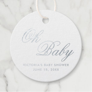 Étiquette-cadeau Oh Baby Elegant Baby shower à huile d'argent