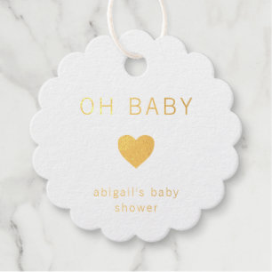 Étiquette-cadeau Oh Baby Minimalist Heart Baby shower d'huile d'or