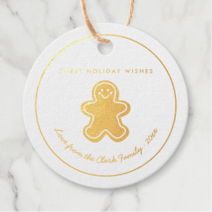 Étiquette-cadeau Pain d'épice d'or Homme Joyeux Noël