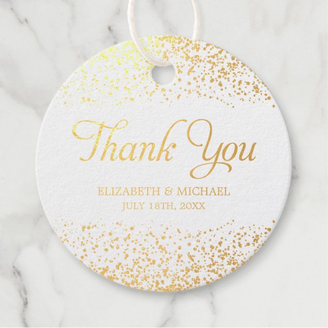 Étiquette-cadeau Parties scintillant d'or blanc Favoriser le Merci  (Devant)