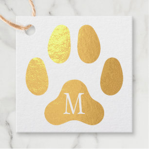 Étiquette-cadeau Paw de chien monogramme message personnalisé Phuil