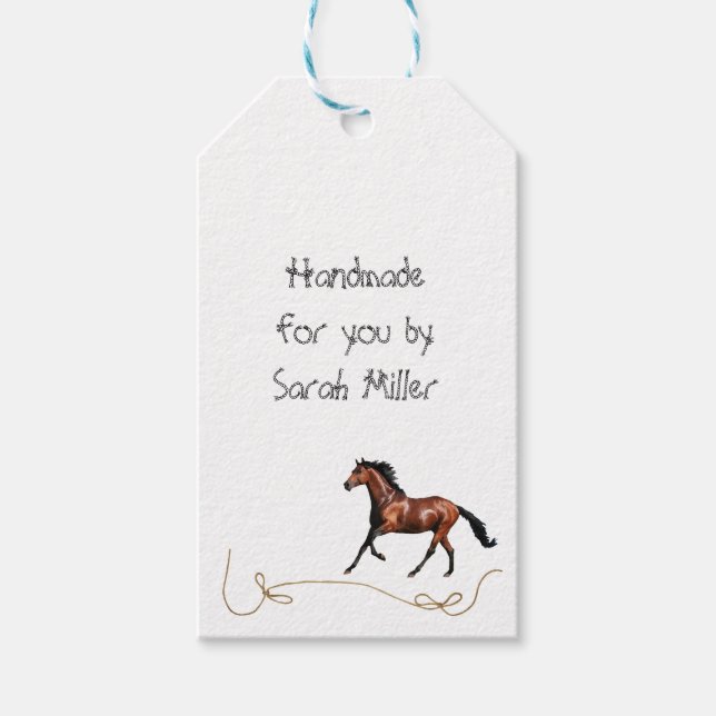 Étiquette cadeau pendante à cheval de la baie (Devant)