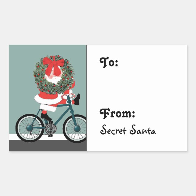 Étiquette cadeau Père Noël secrète Sticker rectang (Devant)