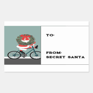Étiquette cadeau Père Noël secrète Sticker rectang
