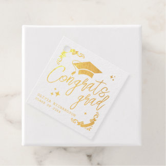 Étiquette-cadeau Personalized Graduation Elegant Script Stars & Cap