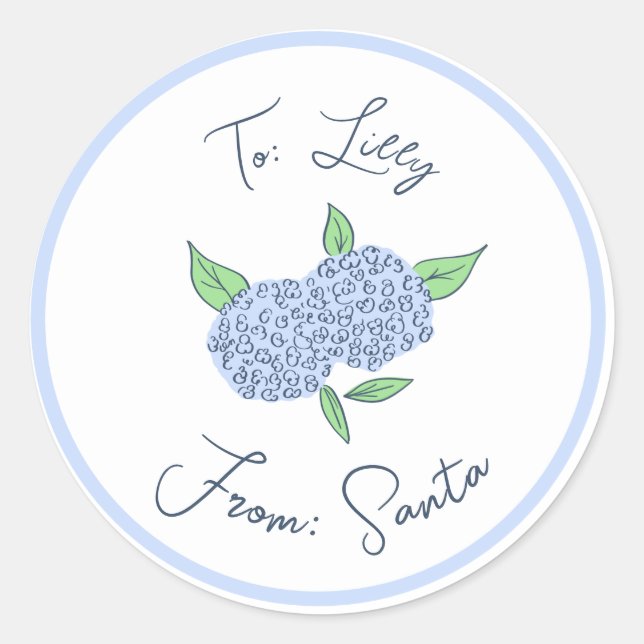 Étiquette cadeau personnalisé Preppy Hydrangea (Devant)