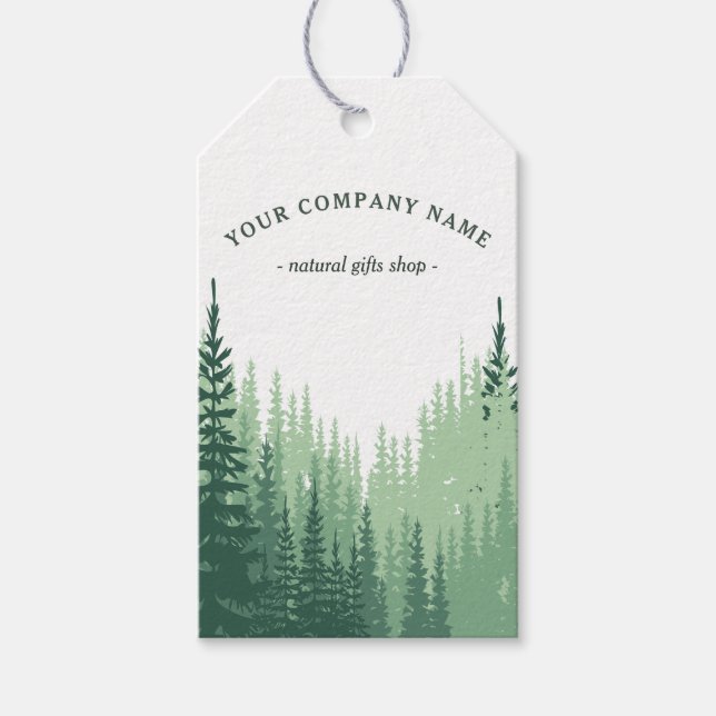 Étiquette Cadeau Personnalisée Logo Forêt de Pins  (Devant)