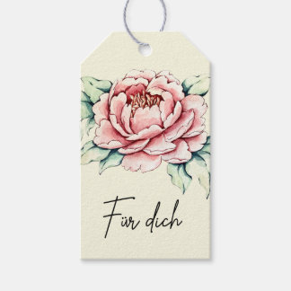 Étiquette cadeau Pivoine Rose Aquarelle