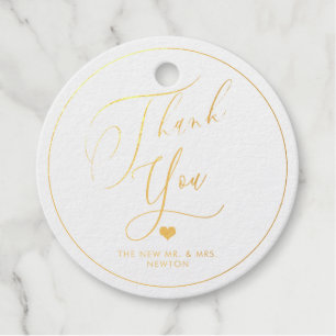 Étiquette-cadeau PixDezines Gold Merci, Calligraphie Romantique