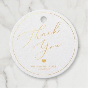 Étiquette-cadeau PixDezines Merci Or, Calligraphie Luxe