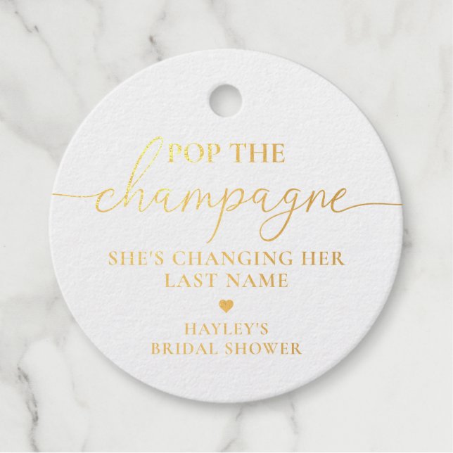 Étiquette cadeau Pop The Champagne Gold Foil Favor (Devant)